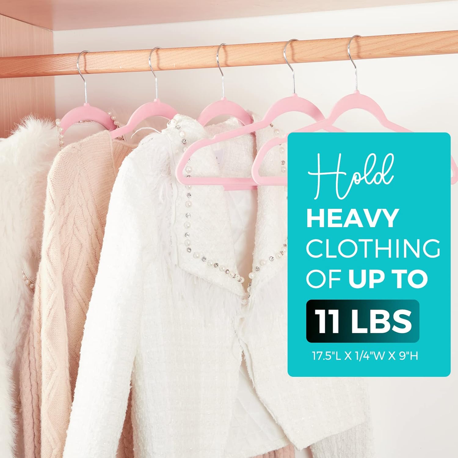 Thumbnail 4 de HOUSE DAY Premium Velvet Hangers 50 Pack Pink — Non-Slip, Ultra-Thin, Heavy-Duty Velvet Hangers