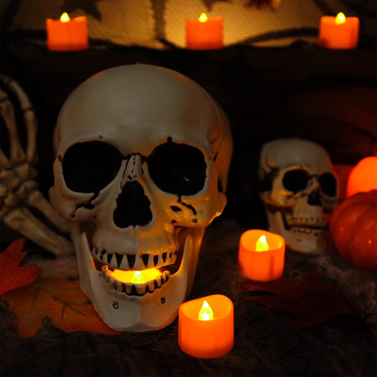 Thumbnail 4 de Homemory Orange LED Tealight Candles, 12-Pack Flameless Flickering Lights