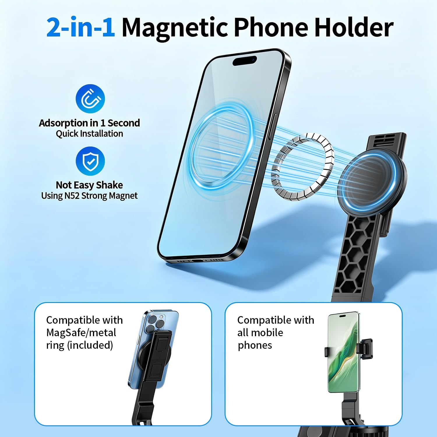Detalle 2 de yAyusi Magnetic Vlogging Kit 70.9" Tripod