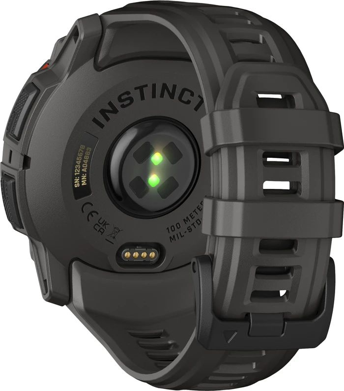 Detalle de Garmin Instinct 3 Solar Schwarz 50 mm – robuste Outdoor-Smartwatch mit Solaraufladung