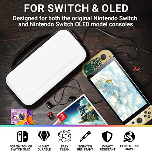 Thumbnail 2 de Orzly funda protectora de viaje para Nintendo Switch (blanca OLED y Switch original) con almacenaje