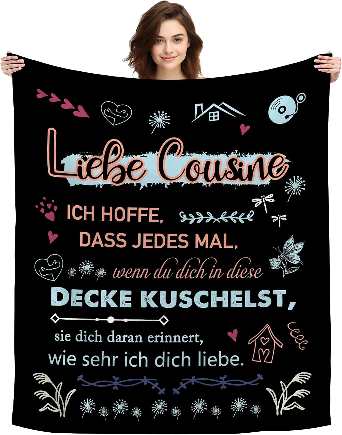 Detalle de Liebe Cousine Kuscheldecke 150 x 130 cm