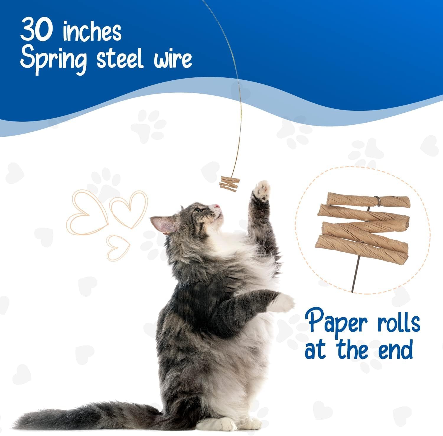 Detalle 1 de Cat Dancer Products キャットダンサー 猫用インタラクティブトイ 30インチワイヤー・紙ロール付き2本セット