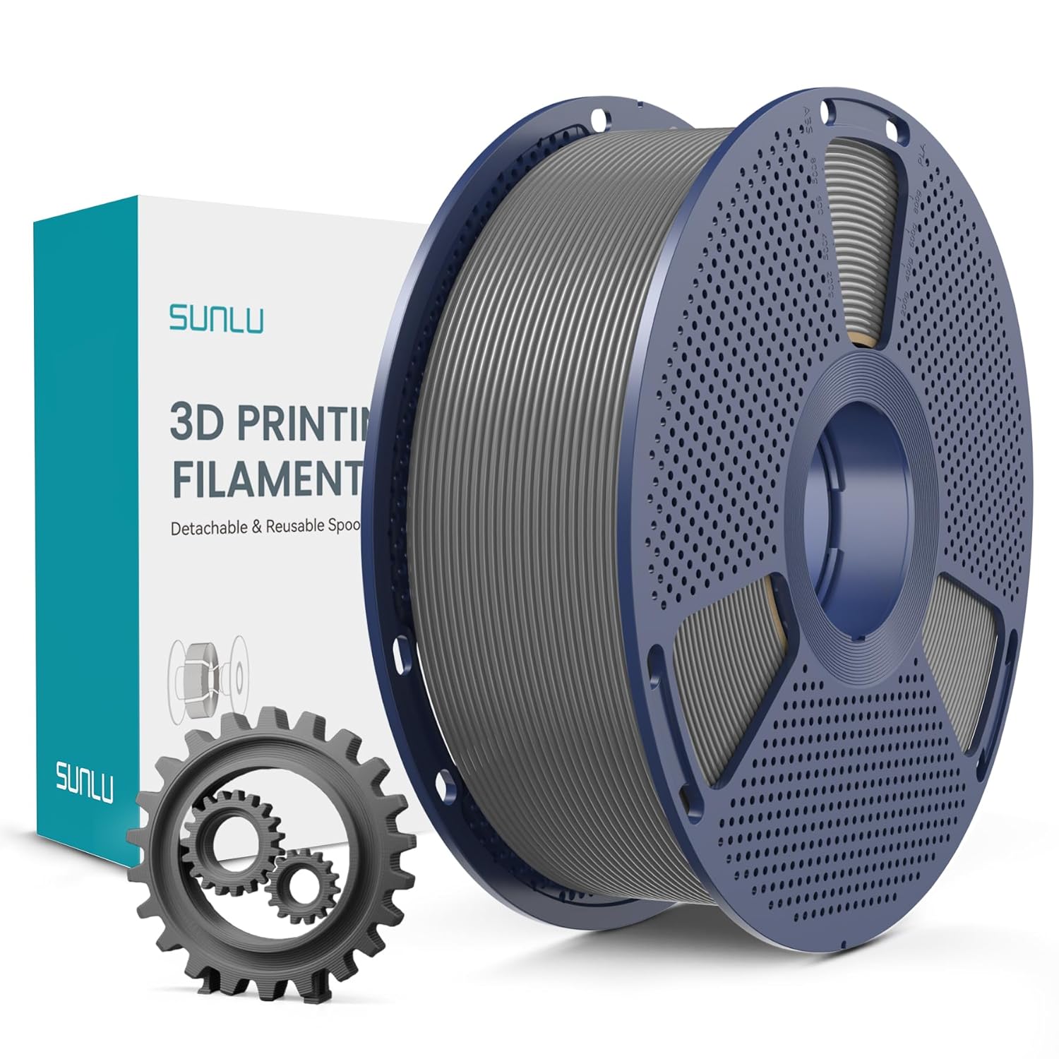 SUNLU PLA+ Filament 1.75mm (PLA Plus) – 1kg Spool in Grey for FDM Printers