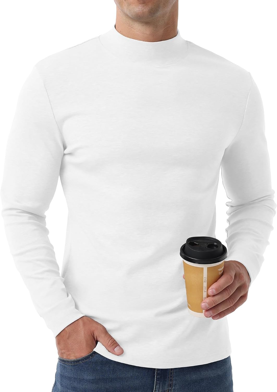 Detalle de Askdeer Mens Cotton Underwear Tops Men's Cotton Mock-Neck Thermal Shirt