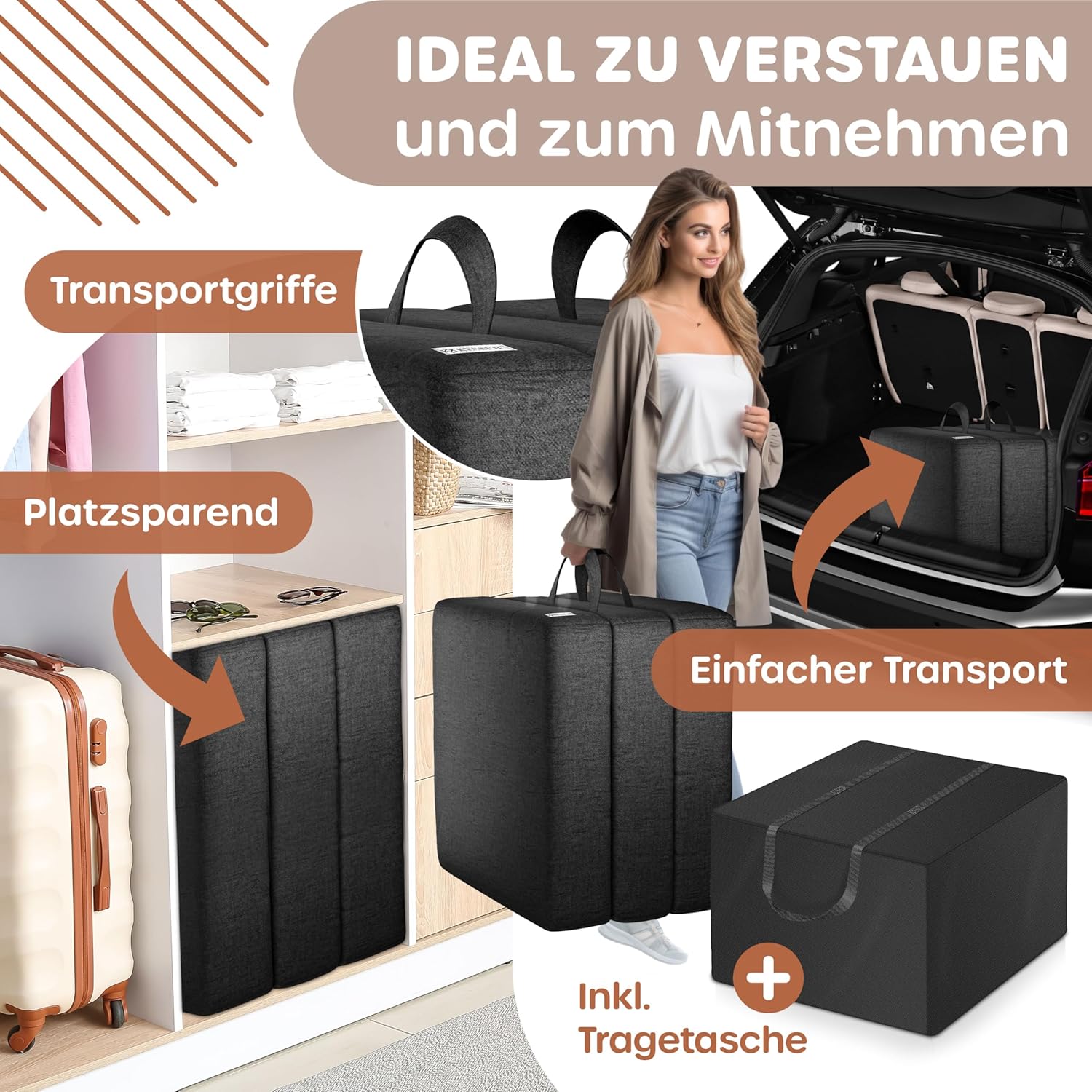 Thumbnail 5 de KESSER Klappmatratze 75 x 195 x 15 cm – Gästematratze 3-fach faltbar für Sitzhocker & Camping