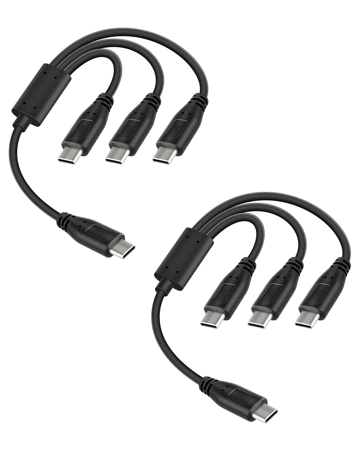 Detalle de RIIEYOCA USB-C Multi Charging Cable 30cm (2 Pack) – 3x USB-C Charging Ports, 5V/3A