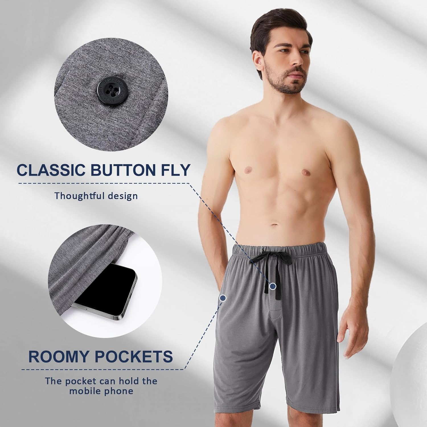 Thumbnail 2 de BAMBOO COOL Men's Pajama Bottoms Lounge Shorts (2 Pack)
