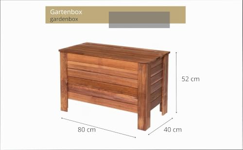 Detalle de STOLMAK Cassapanca da Giardino in Legno 80x52x40 cm, 166 L, Pino Massello Marrone – Box Porta Cuscini e Contenitore Esterno