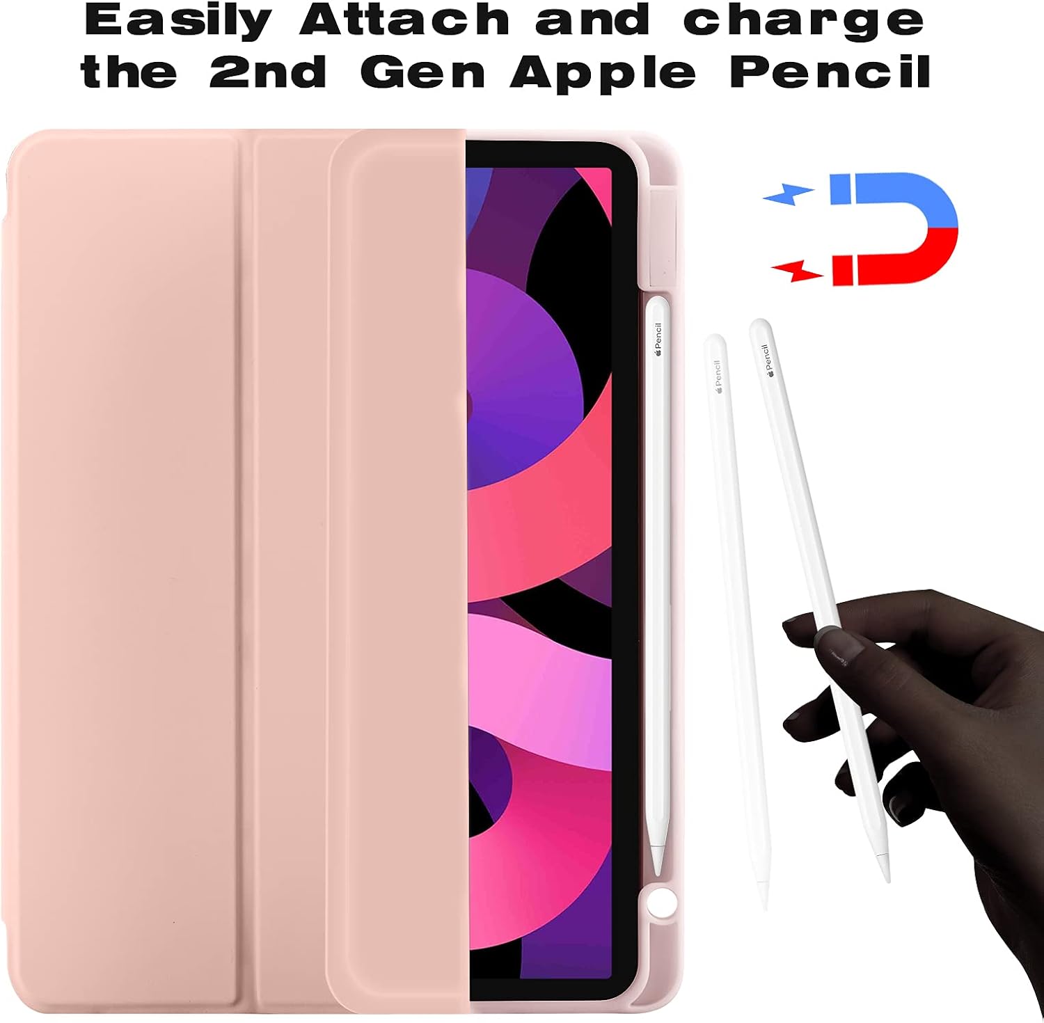 Detalle de Hülle für iPad Air 11 Zoll M4/M3/M2 – Roségold mit Stifthalter, Magnet-Trifold und Aufladefunktion