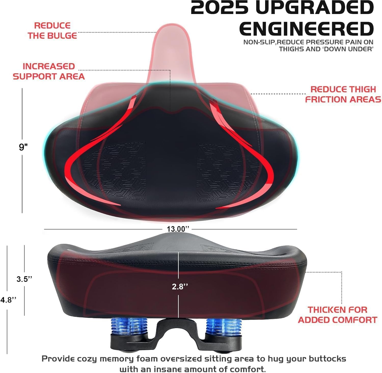 Detalle 2 de Twomaples Noseless Bike Seat Cushion with Memory Foam