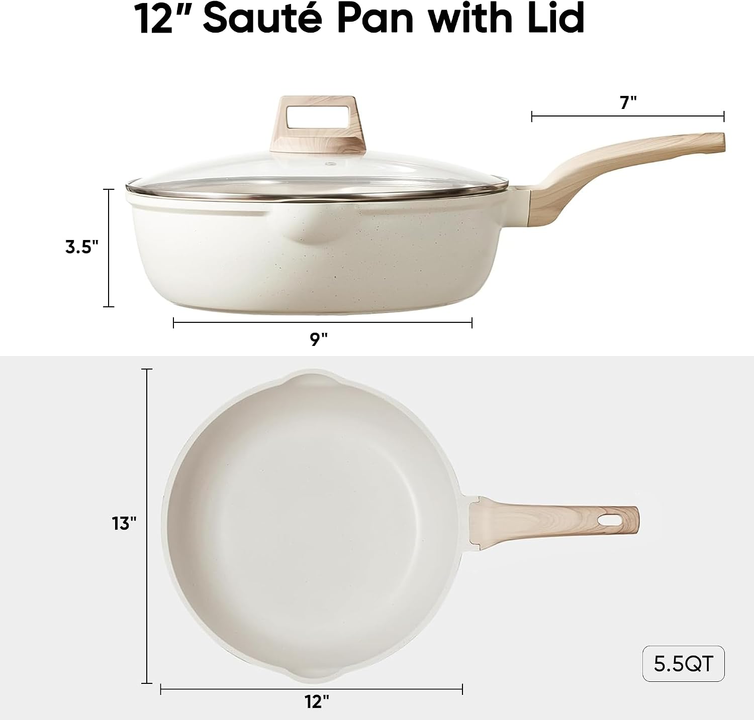 Detalle 2 de CAROTE 10Inch Nonstick Deep Frying Pan 4.5Qt