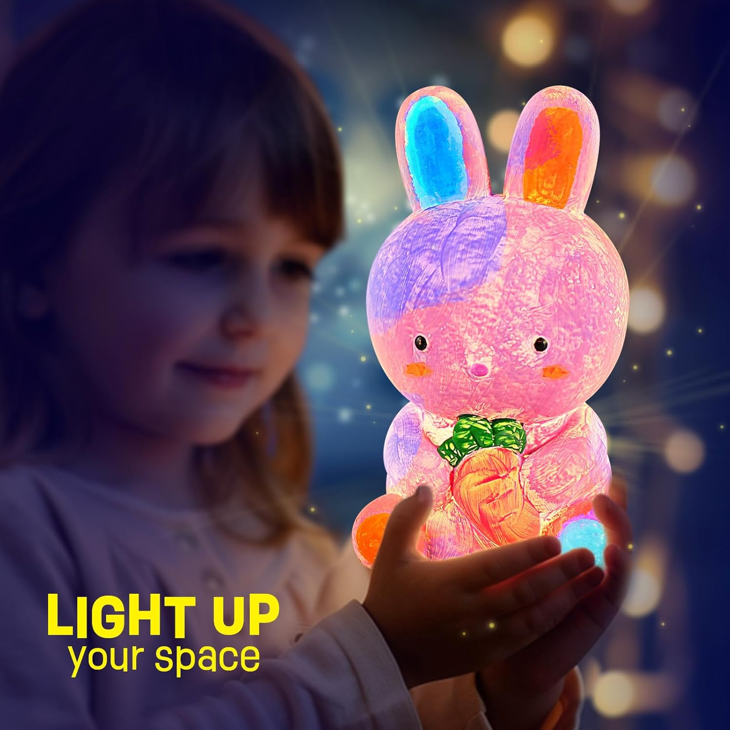 Detalle de Kit de Peinture Lampe de Lapin Veilleuse 3D – Cadeau Créatif pour Enfants 6–14 ans