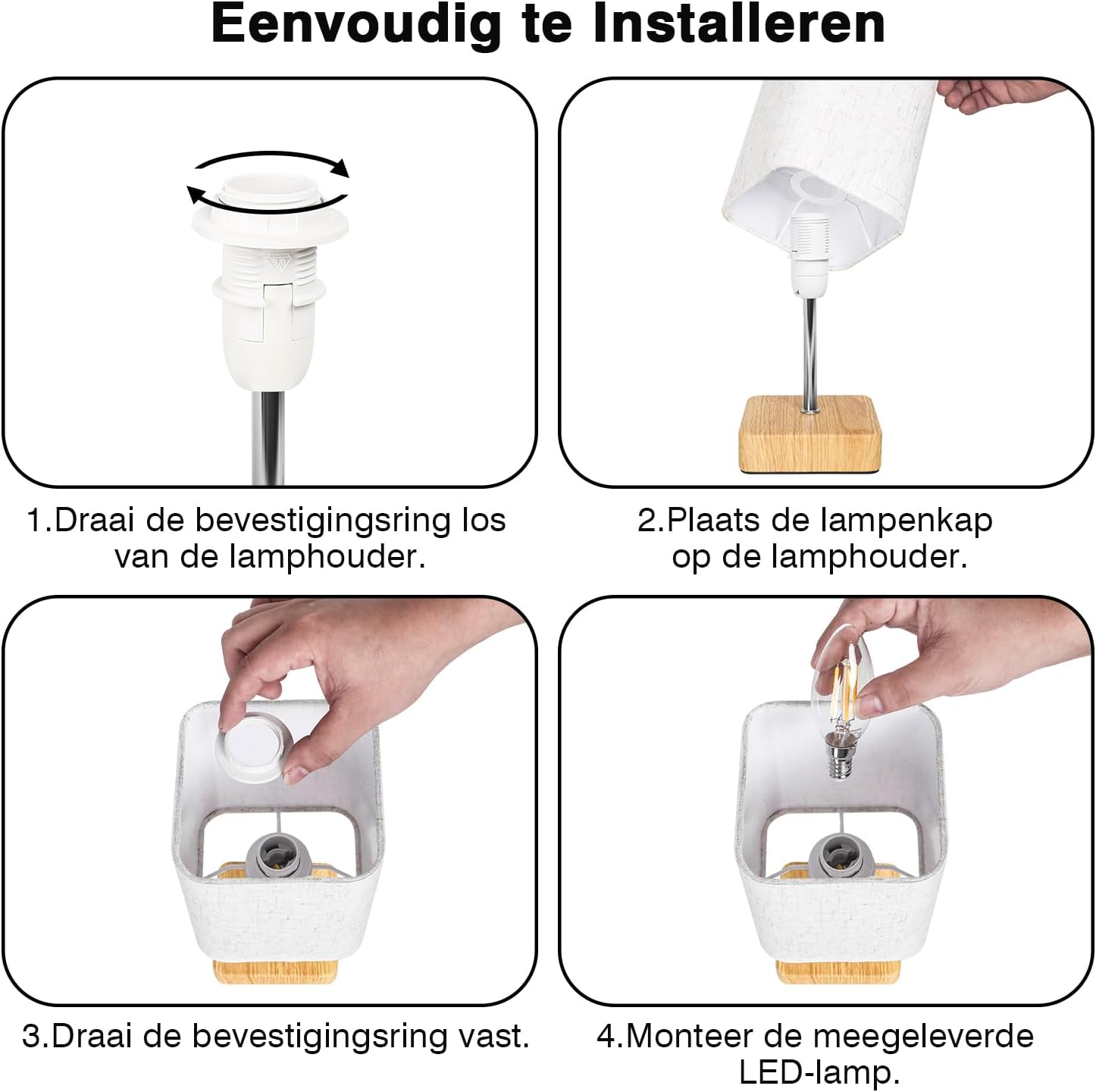 Thumbnail 5 de Jayencer CT4 touch-dimbare tafellamp met linnen kap en E14-ledlamp