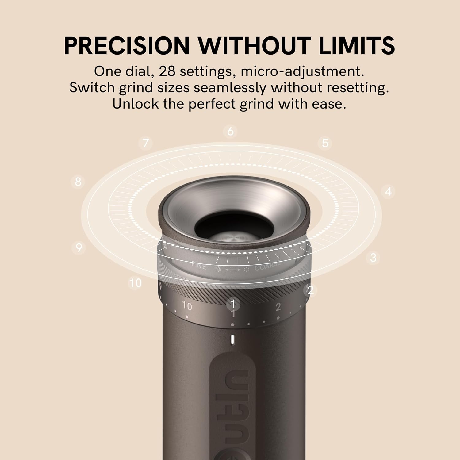 Detalle de OutIn Fino Coffee Grinder with 28 Settings ⚙
