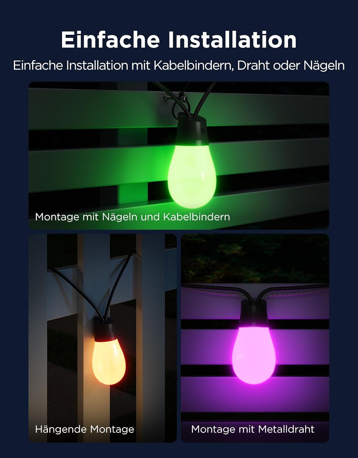 Thumbnail 6 de Govee Lichterkette Außen 30 m (RGBICW, IP66) mit App- und Sprachsteuerung