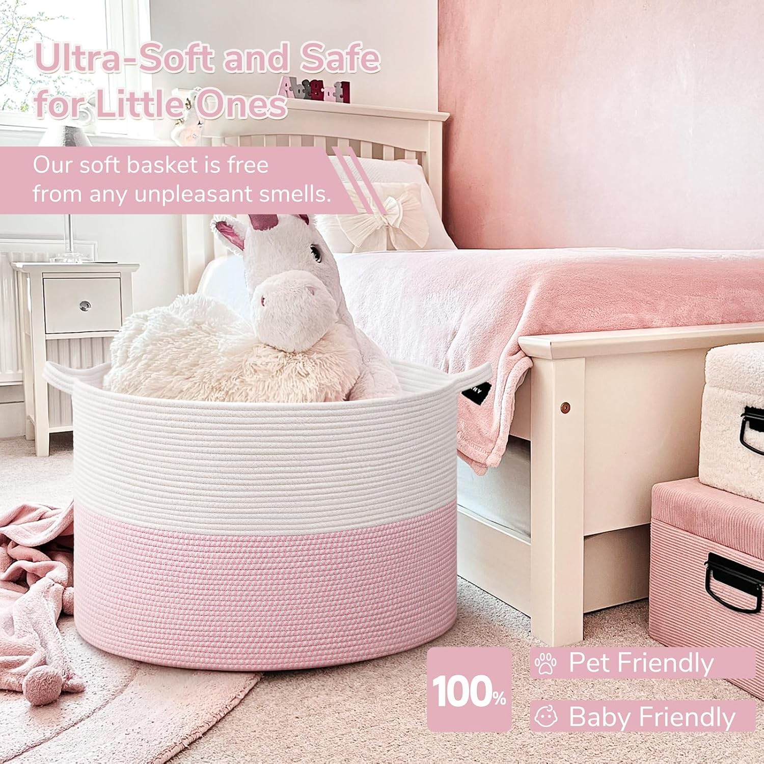 Thumbnail 4 de TIMEYARD Jumbo Wäschekorb 115 l (rosa) für Kinderzimmer & Spielzeugaufbewahrung