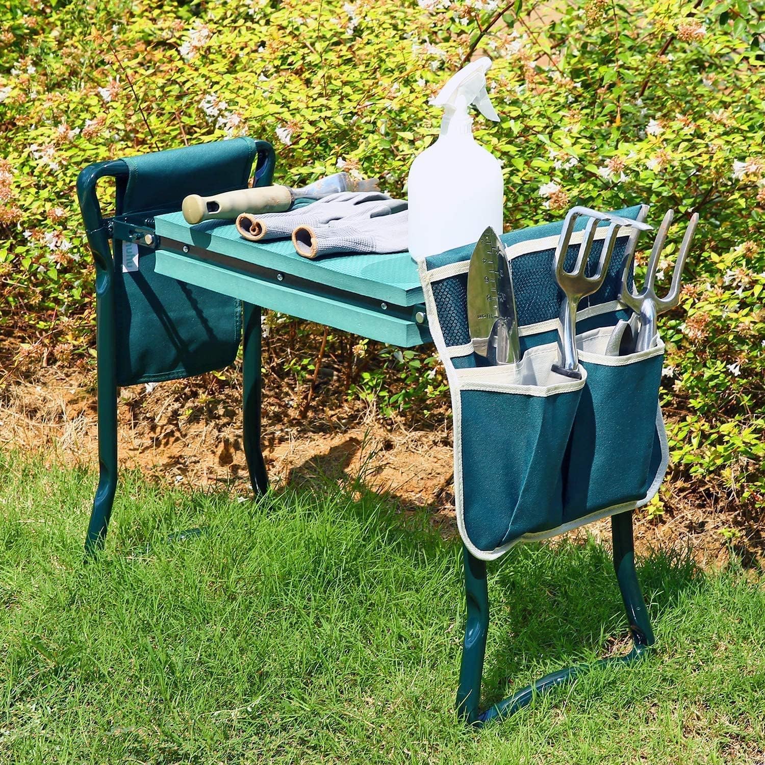 Detalle 2 de Ohuhu Kniebank 2-in-1 Grün 60x50x27 cm
