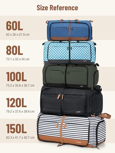 Thumbnail 5 de Lekesky Large Foldable Travel Duffel Bag 80L – Waterproof, with Shoes Compartment and Dry-Wet Pocket (Green Checkerboard)