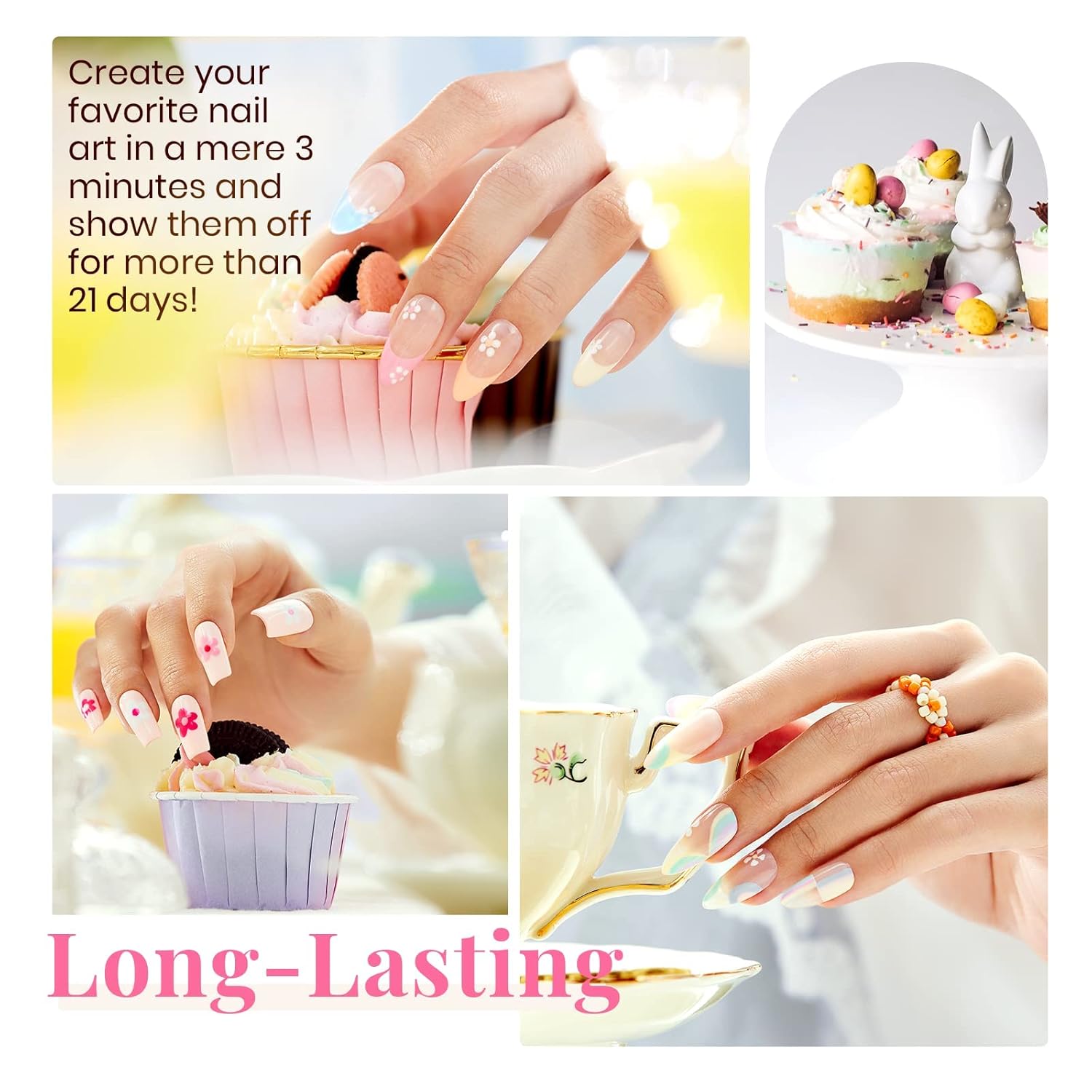 Detalle de Beetles UV Nagellack-Set „Stylish Retro“ – 20 Farben mit Base & Top Coat (Soak-Off)