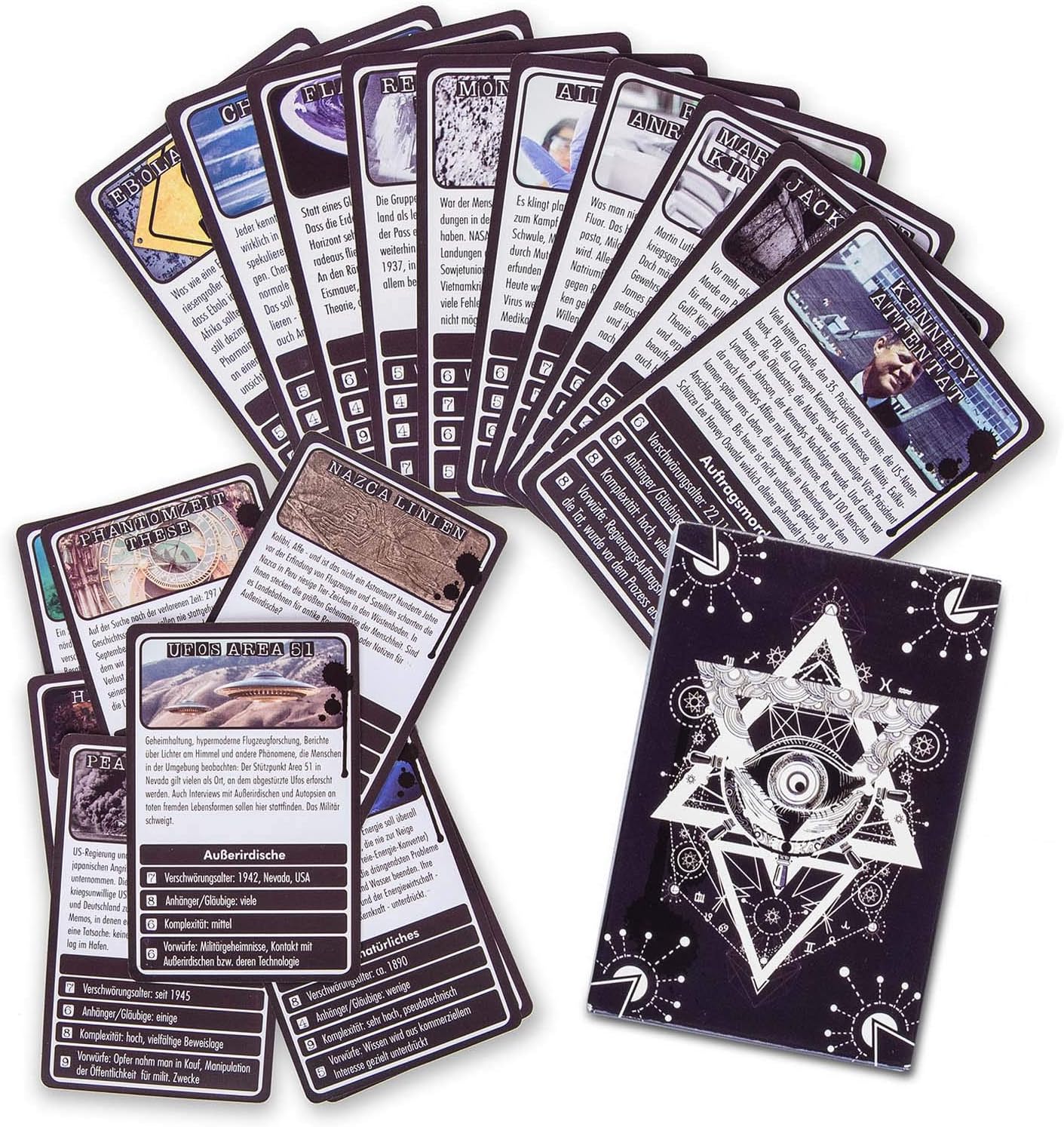 Thumbnail 1 de World Conspiracy Theories Quartet — Le Jeu de Cartes des Plus Grandes Théories du Complot (Version Allemande)