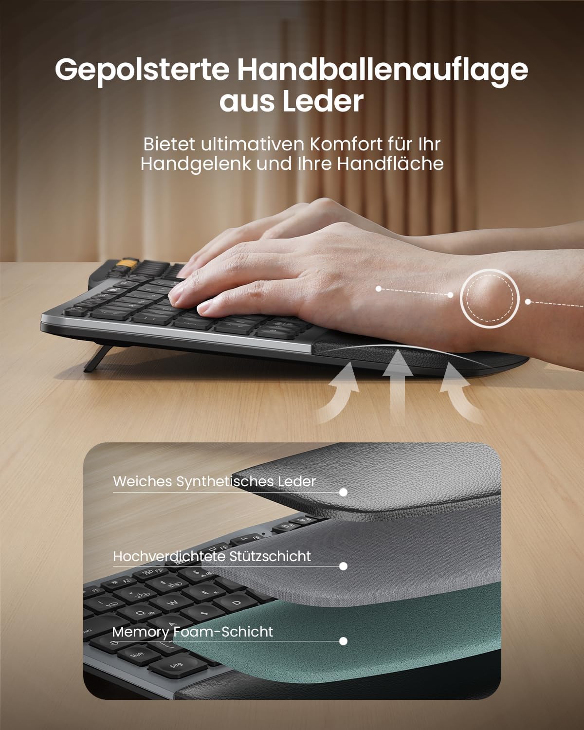 Thumbnail 4 de ProtoArc EK01 Plus ergonomische Tastatur 2000 mAh ⌨