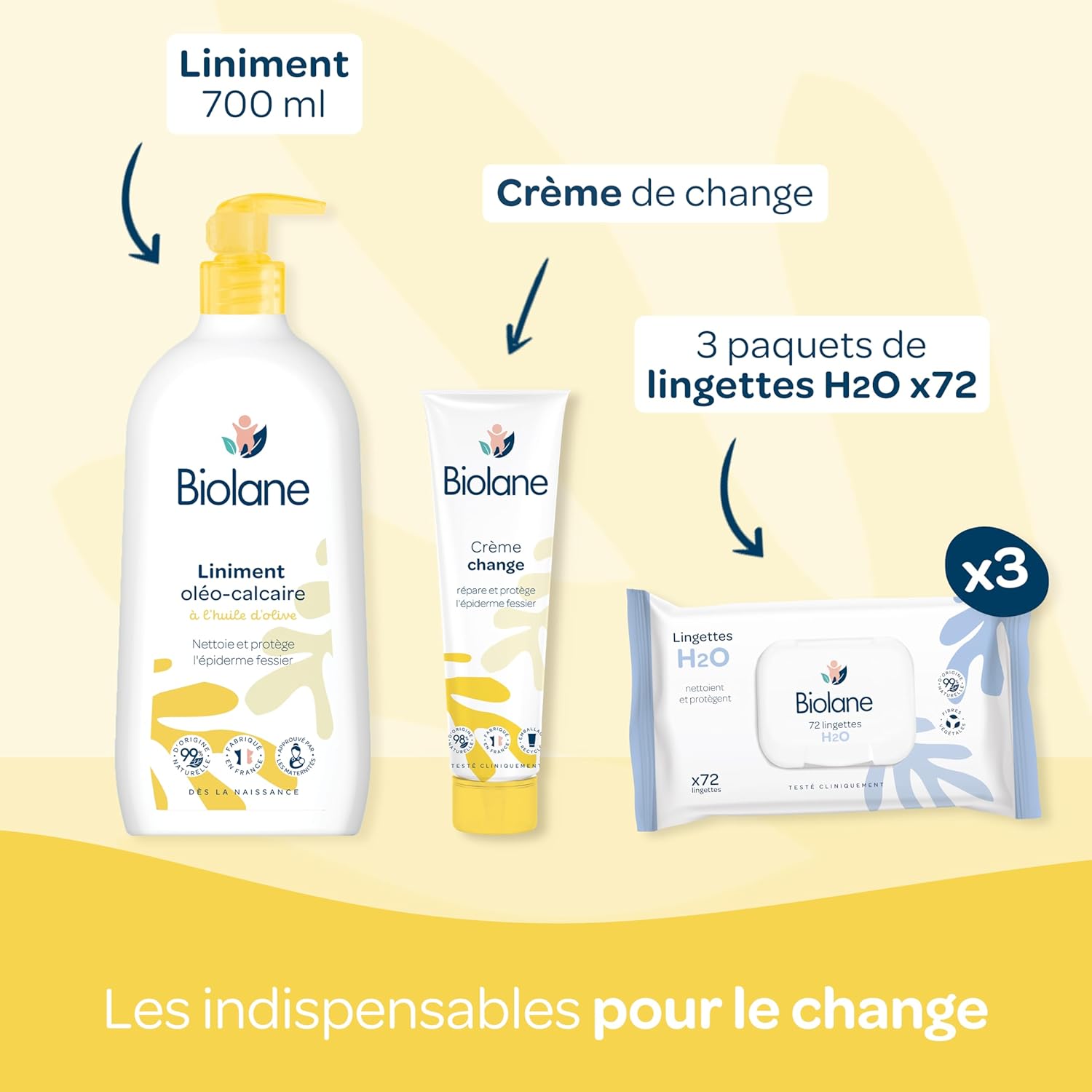 Thumbnail 3 de Coffret Biolane Naissance « Premiers jours » : lingettes, gel lavant, liniment et crème change dès la naissance