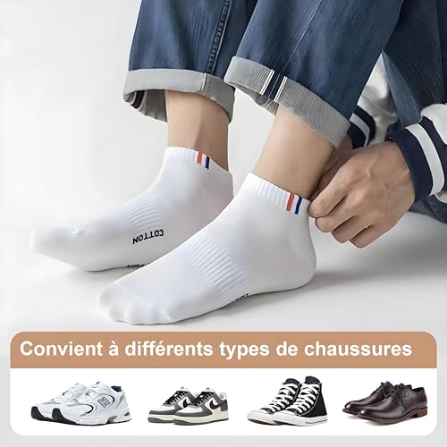 Detalle de VEGCOO - 8 Paires Chaussettes Sport Homme/Femme 38-42, Respirantes et Absorbantes – Noir/Blanc