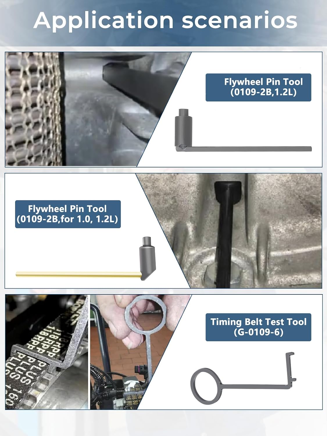 Thumbnail 4 de Kit de calage moteur Wvoillty pour courroie de distribution – outils spécifiques 1.0/1.2 VTi (VVT) / GDI PureTech – réf. 0109-2A, 109-2C, 109-2D