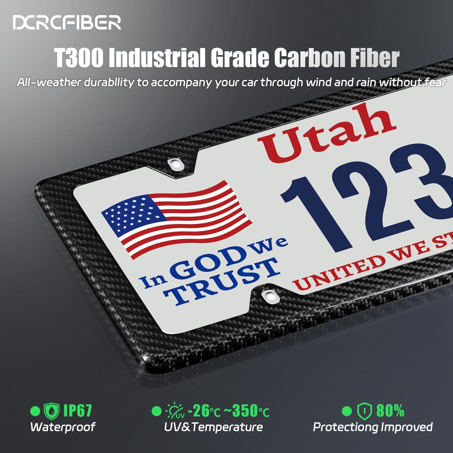 Thumbnail 5 de DCRCFIBER Real Carbon Fiber License Plate Frame 🧷