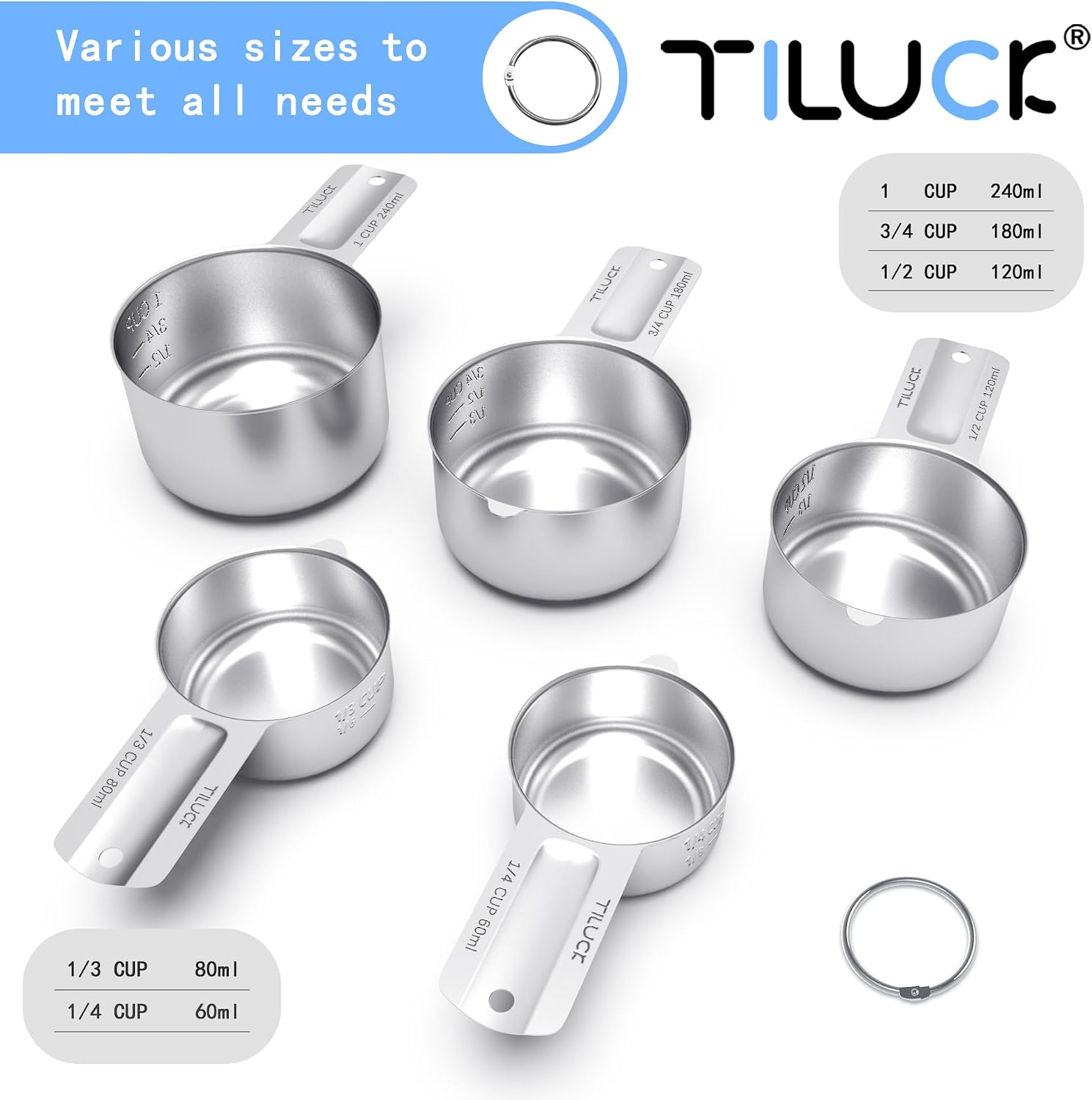 Detalle 2 de TILUCK Measuring Cups Set 5pc 🥣