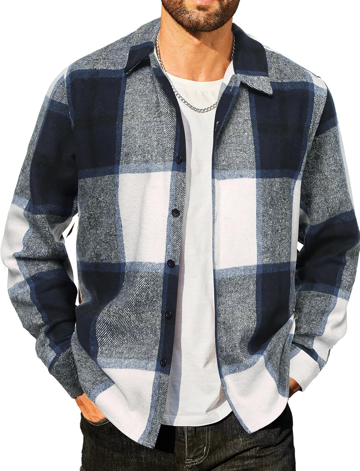 Detalle de COOFANDY Chemise flanelle manches longues