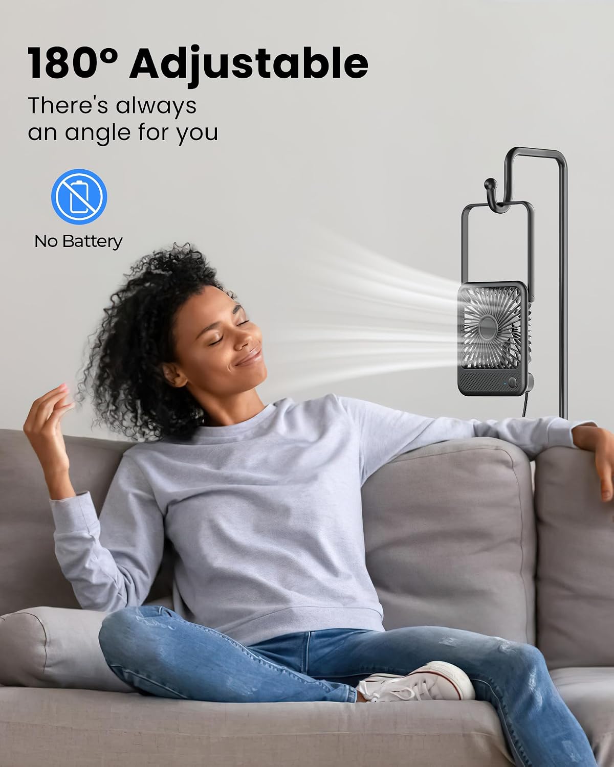 Detalle de Koonie F491 5-Inch USB-C Desk Fan, 3 Speeds, 180° Tilt, Quiet