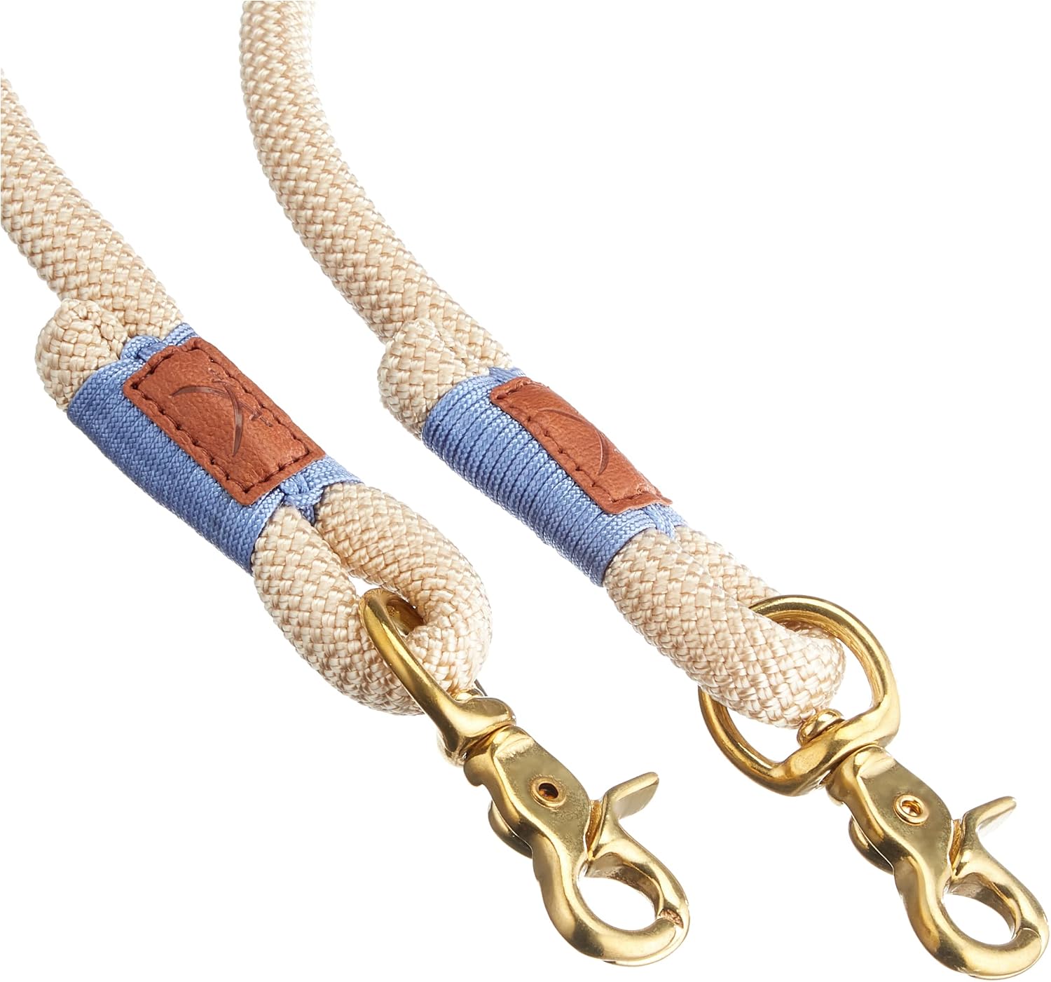 Detalle de HUNTER Verstellbare Hundeführleine Sansibar Rantum – beige, 200 cm, 12 mm, Tau-Material mit Messingbeschlägen