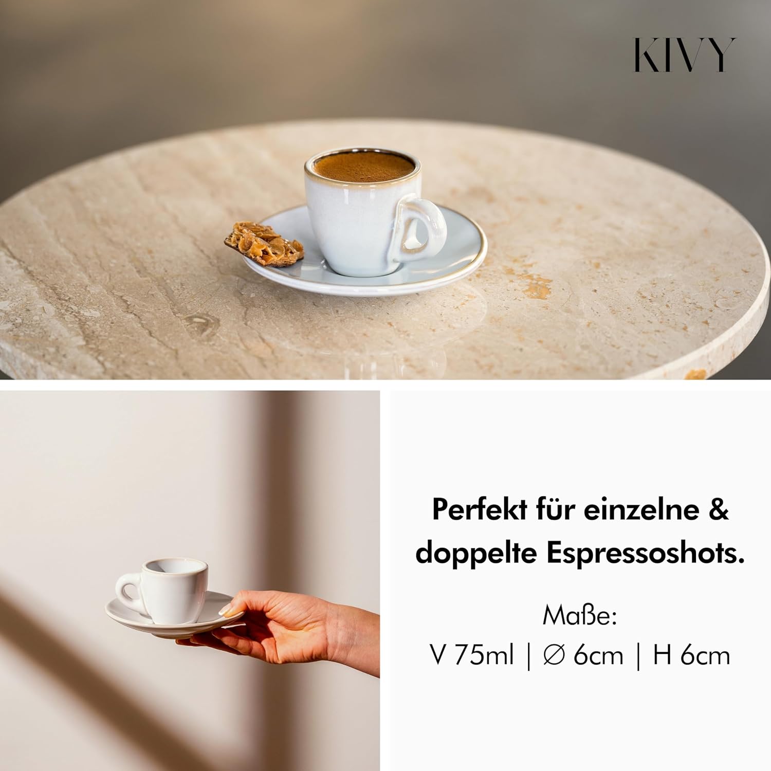 Detalle 2 de KIVY Espresso Tassen Set 4x75ml Beige