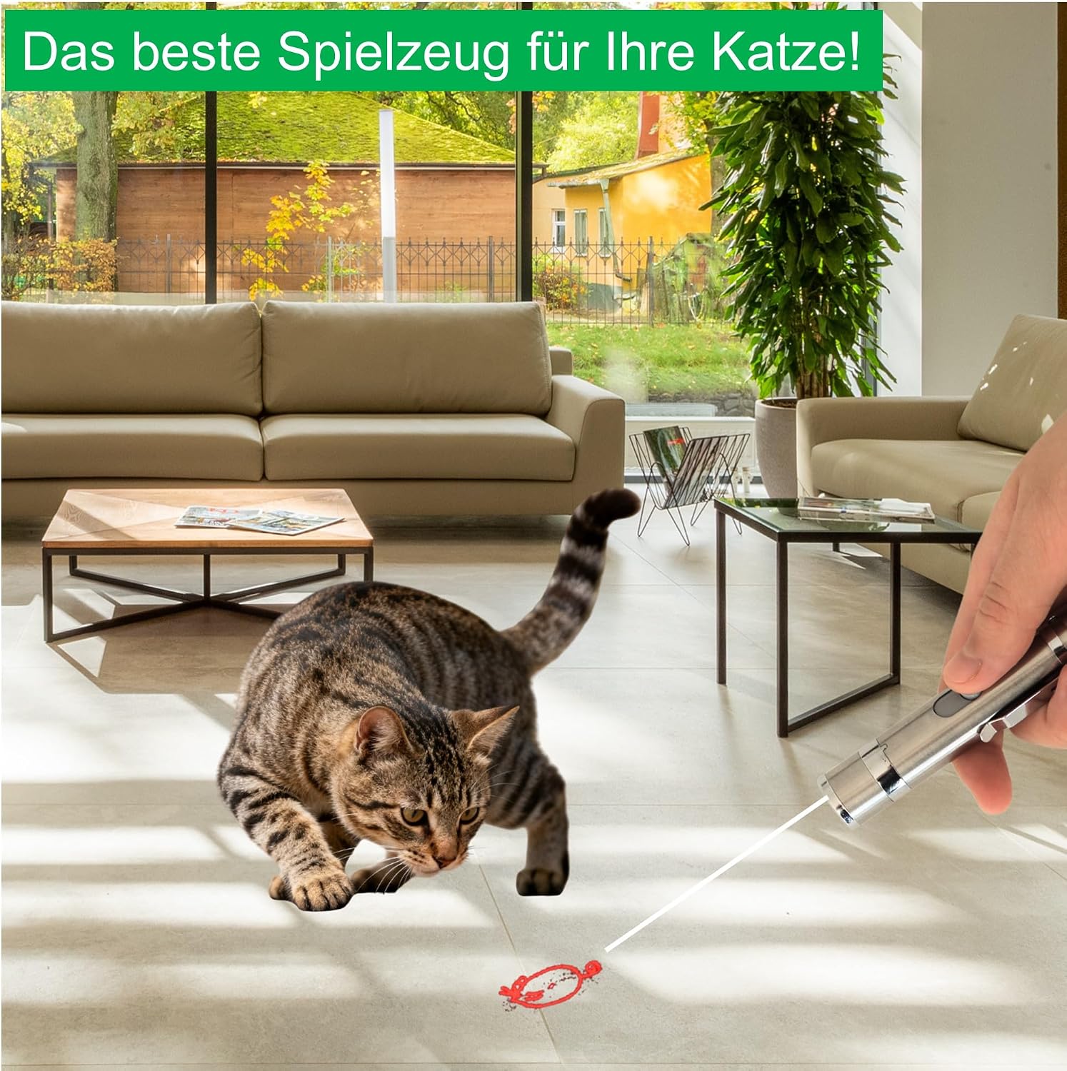 Detalle de EASERIA Interaktives Katzenspielzeug mit Rotlicht – Training, Jagd-Training und Stressreduktion