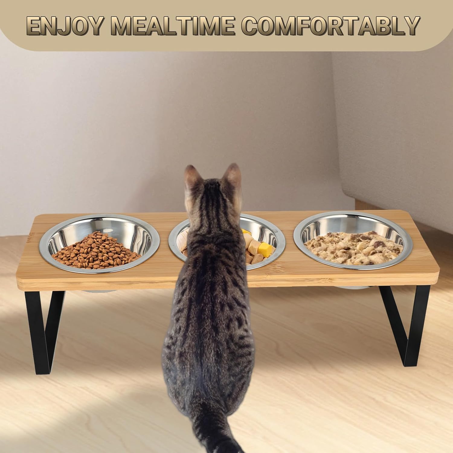 Thumbnail 6 de Raised Cat Food Bowl Set 3pcs 15° tilted bowls