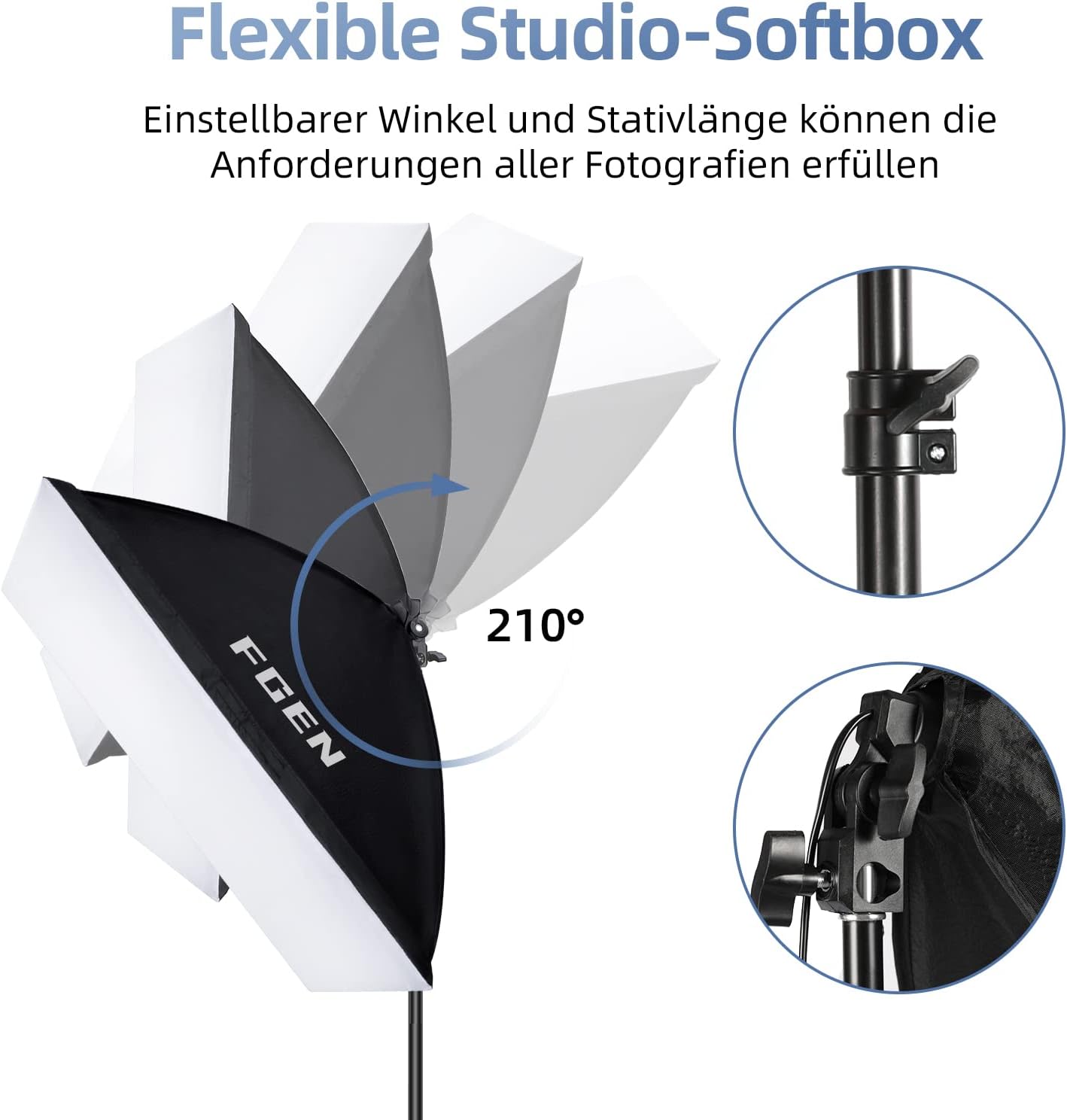 Thumbnail 4 de FGen 85W LED Softbox Lighting Kit with Remote – 2700–6400K, 2x Remotes, 2m Stands