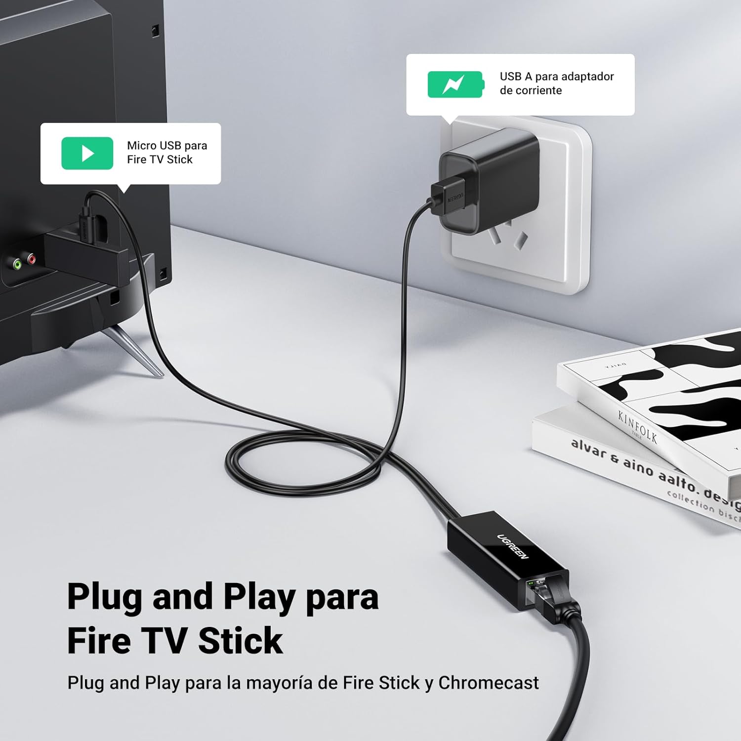 Thumbnail 2 de UGREEN Adaptador Micro USB a Ethernet RJ45 🌐 Con Cable 1M