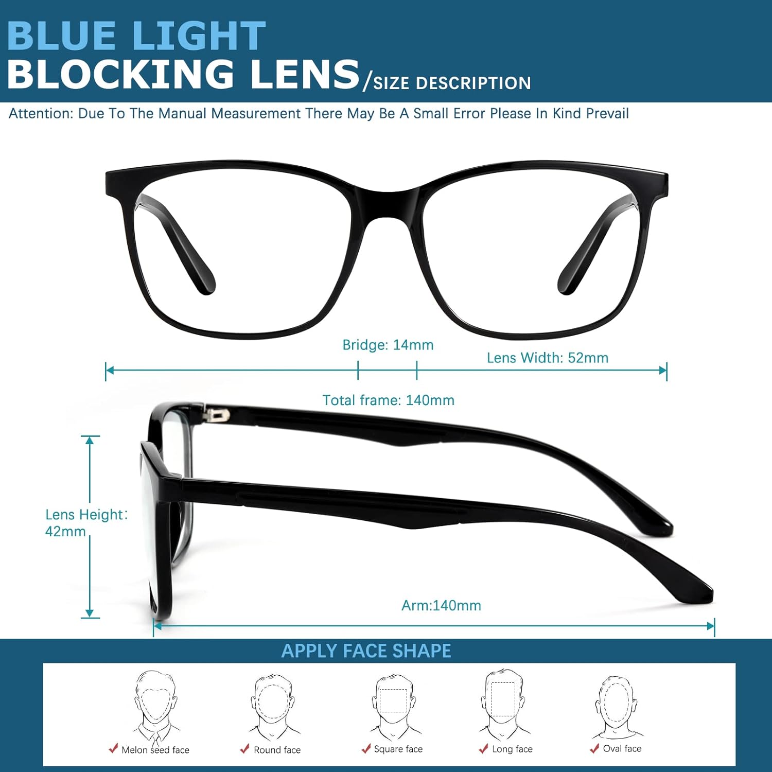 Detalle de Oilway Blue-Light Blocking Glasses: Anti-Eyestrain Computer/Phone/TV Glasses