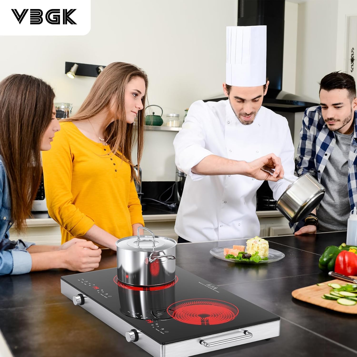 Detalle de VBGK DT3 Radiant Electric Cooktop, Dual Zones, 9 Power Levels, Knob Control