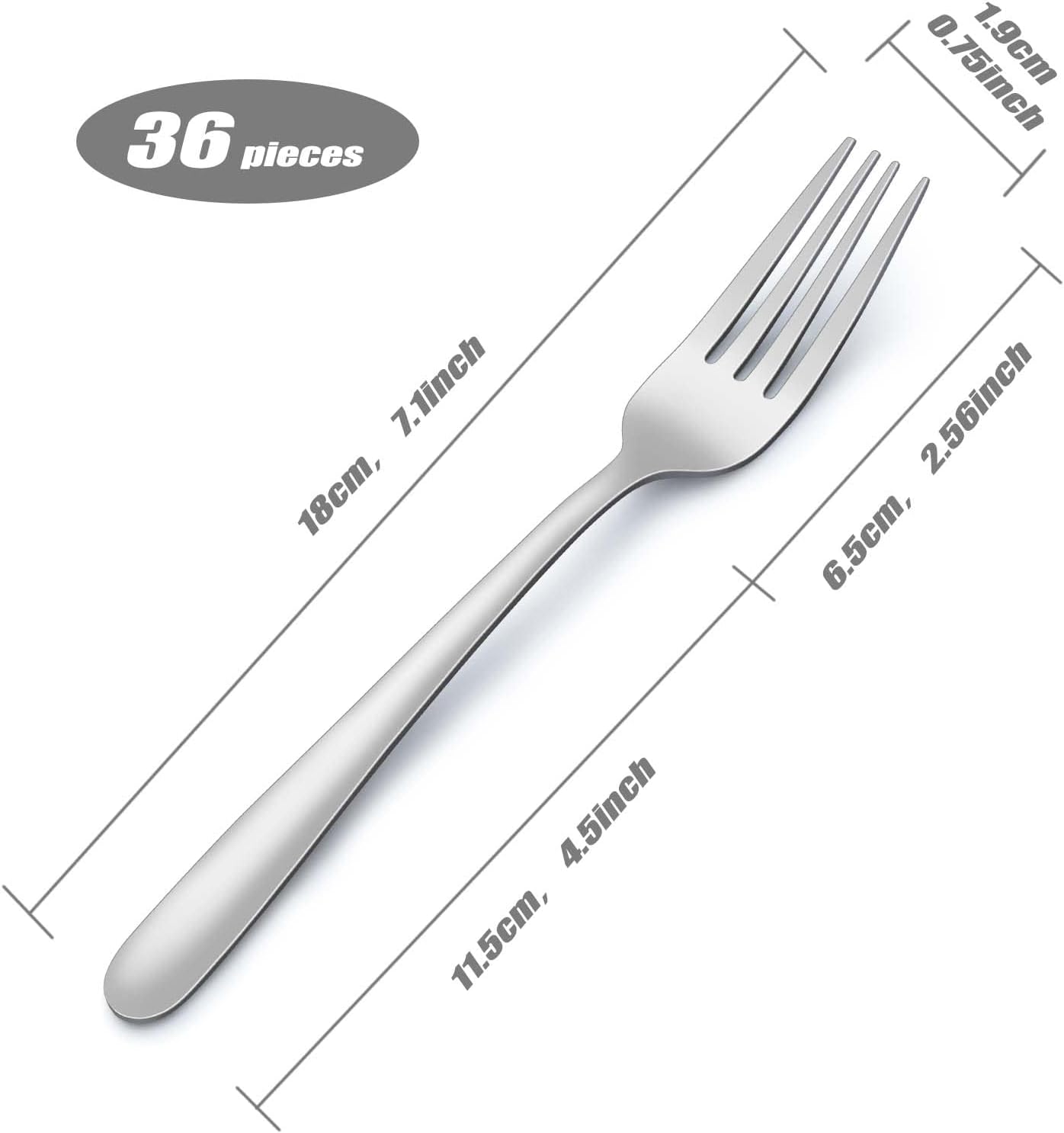 Detalle 2 de Funnydin 36er Edelstahl Gabeln 7,1" für Tisch 🍴