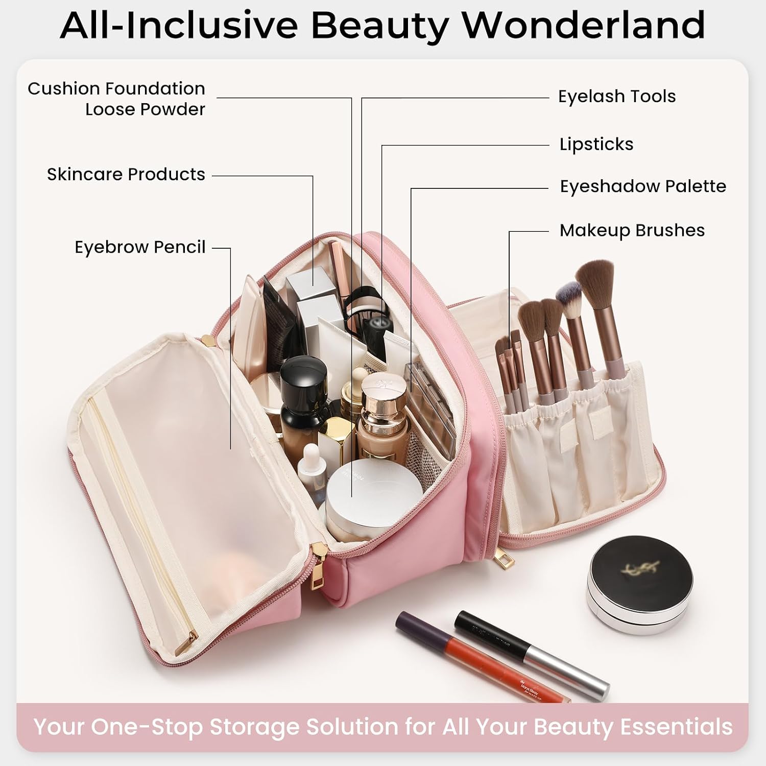 Thumbnail 1 de HauteHues Travel Makeup Bag, 9.6 x 5.9 x 5.3 Inches