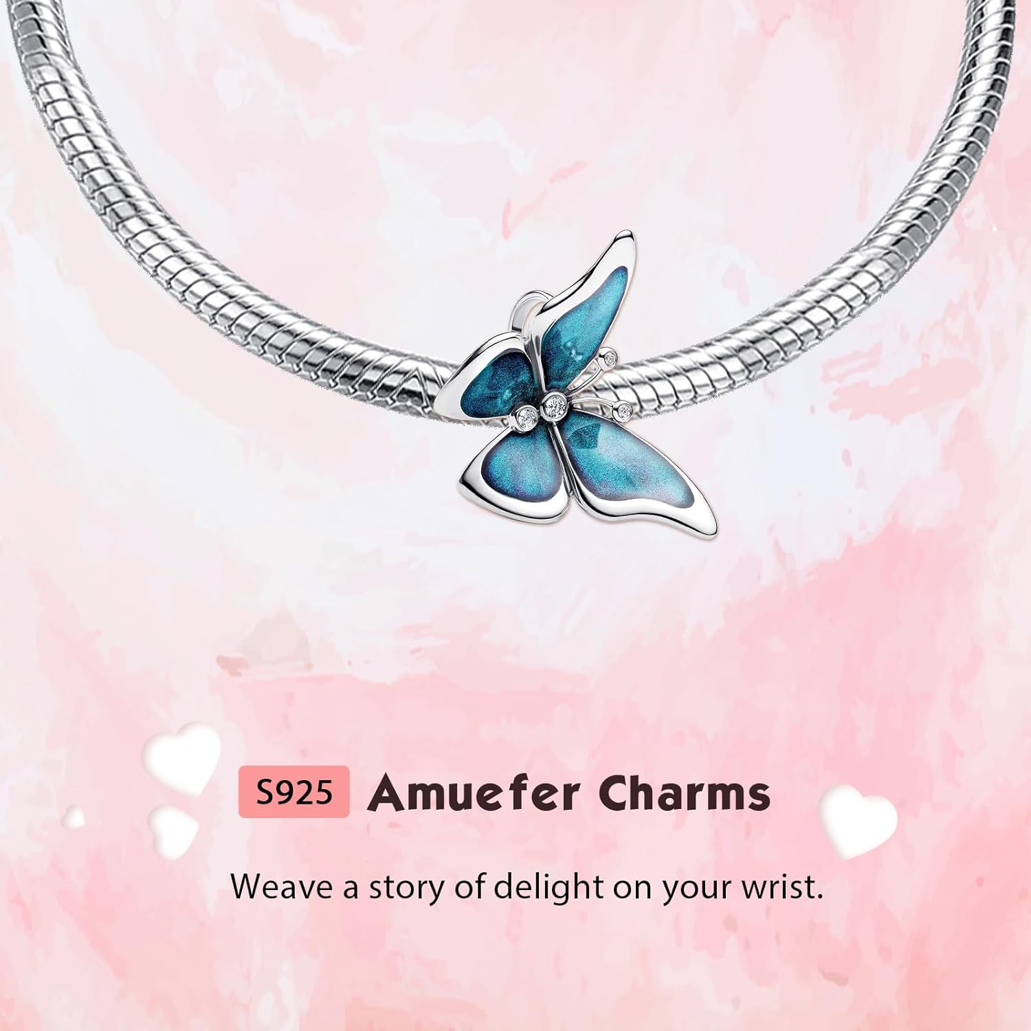 Thumbnail 2 de Amuefer 925 Argento Charms Braccialetto Collana: Ciondolo Argento 925 placcato platino con zirconi 5A