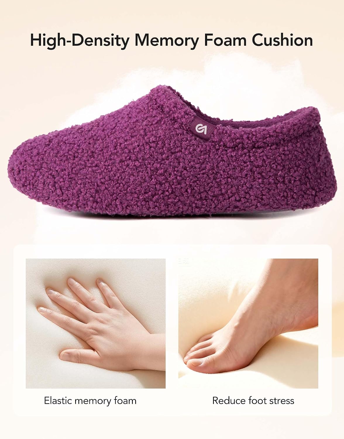 Detalle 2 de VeraCosy women’s fuzzy slippers with memory foam and non-slip rubber sole