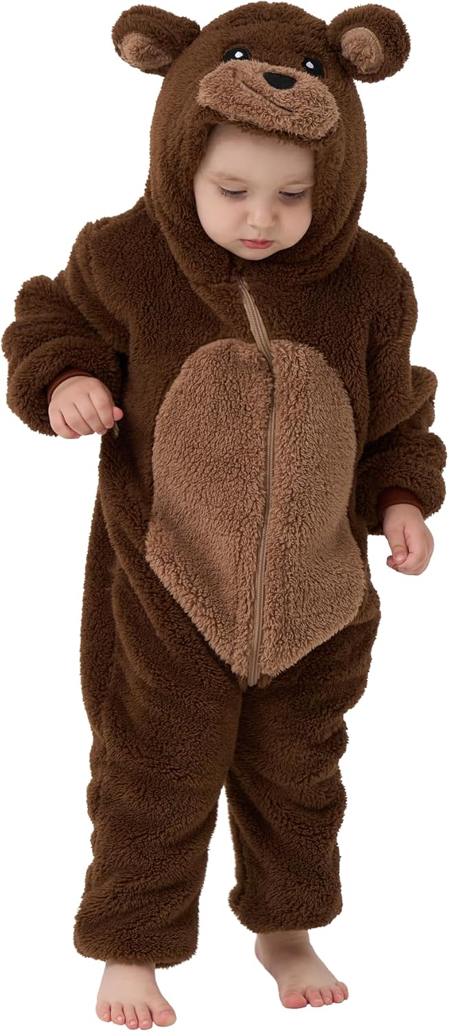 Detalle de LONULAIN Baby Animal Costume Pajamas, Unisex Flannel Hooded Romper