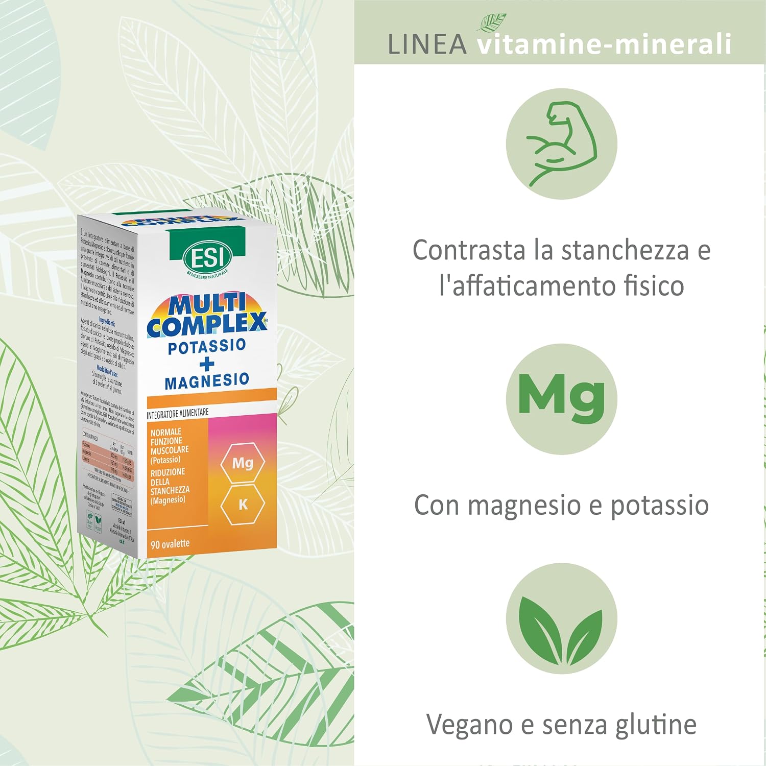 Detalle 2 de ESI Multicomplex Potassio+Magnesio – Integratore Multiminerale in Ovalette, 90 pezzi