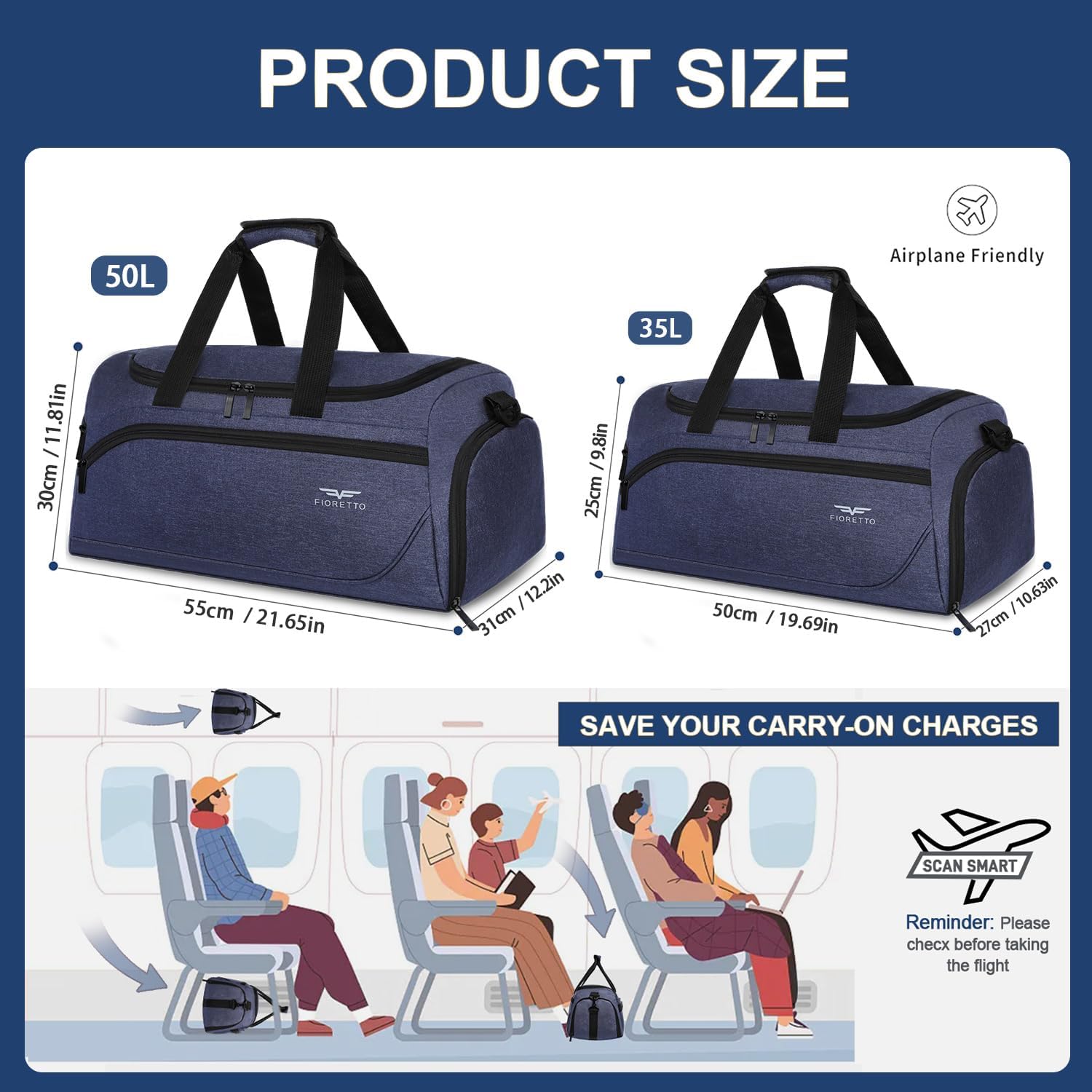 Thumbnail 3 de FIORETTO Mens Sports Gym Bag with wet pocket
