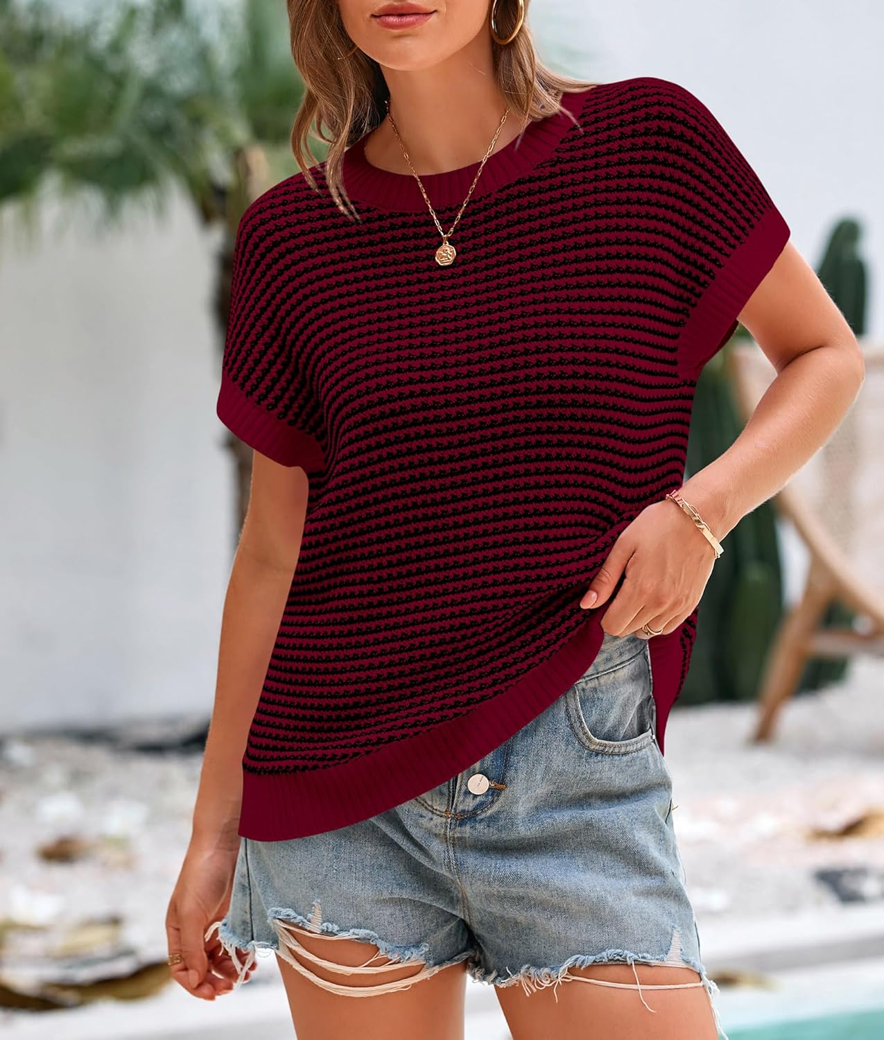 Thumbnail 6 de PRETTYGARDEN Womens Short Sleeve Knit Sweater Vest Top