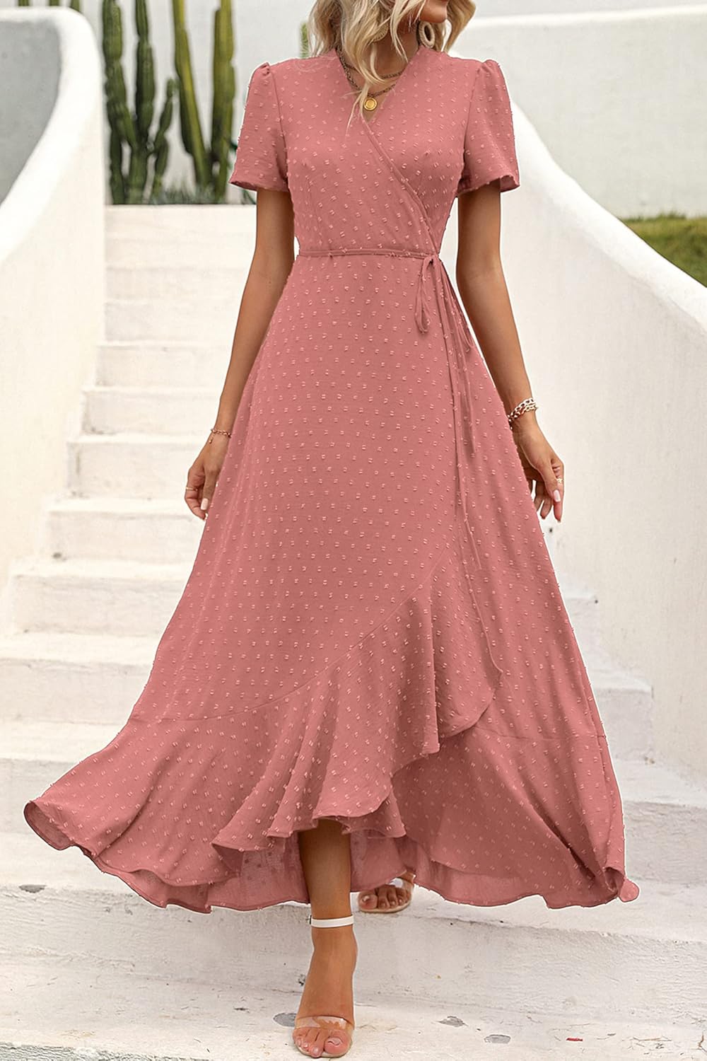 Thumbnail 4 de PRETTYGARDEN Women’s Boho Floral Maxi Dress with Wrap V-Neck & High Side Slit